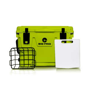 Lime Green Cooler with basket and cutting board divider