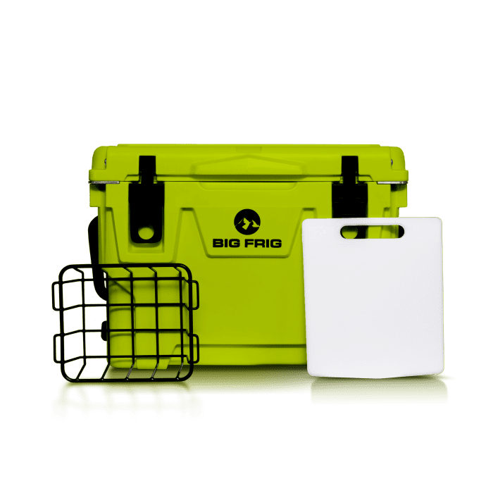 Lime Green Cooler with basket and cutting board divider